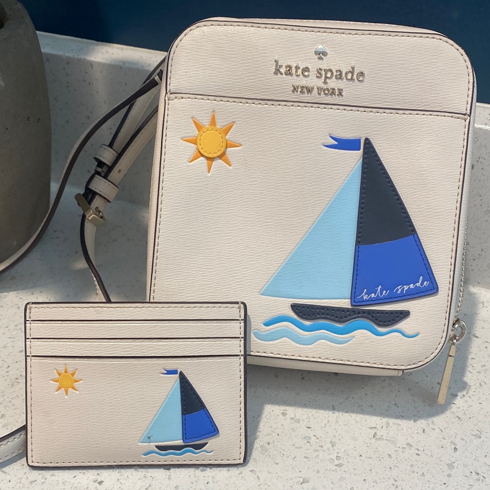 Kate Spade Cream Nautical Crossbody and Cardholder Set - Summer Sale - Rare!